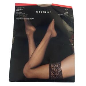 George Women's Thigh High Legwear Lace Top Silky Sheer Plus Size Nude New!